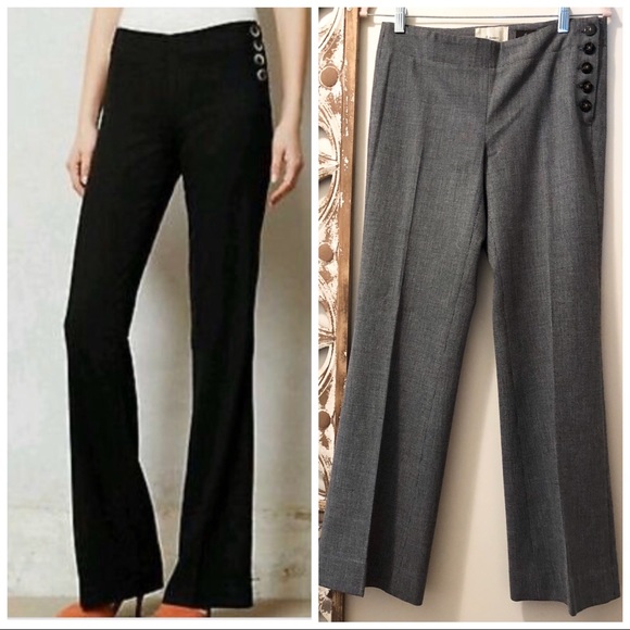 Anthropologie Elevenses Brighton Side Button Pants - Picture 1 of 7